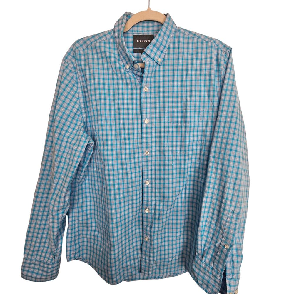 Bonobos Dress Shirt Blue Standard Fit Men M Button Down Shirt Business Casual